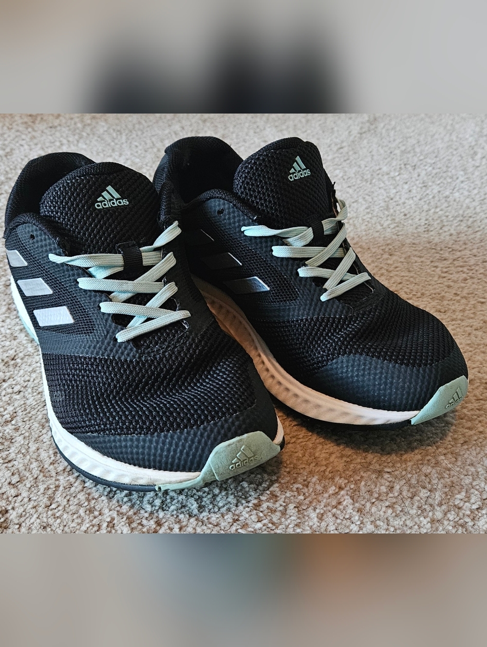 adidas Women's Black Sneakers with Mint Accents